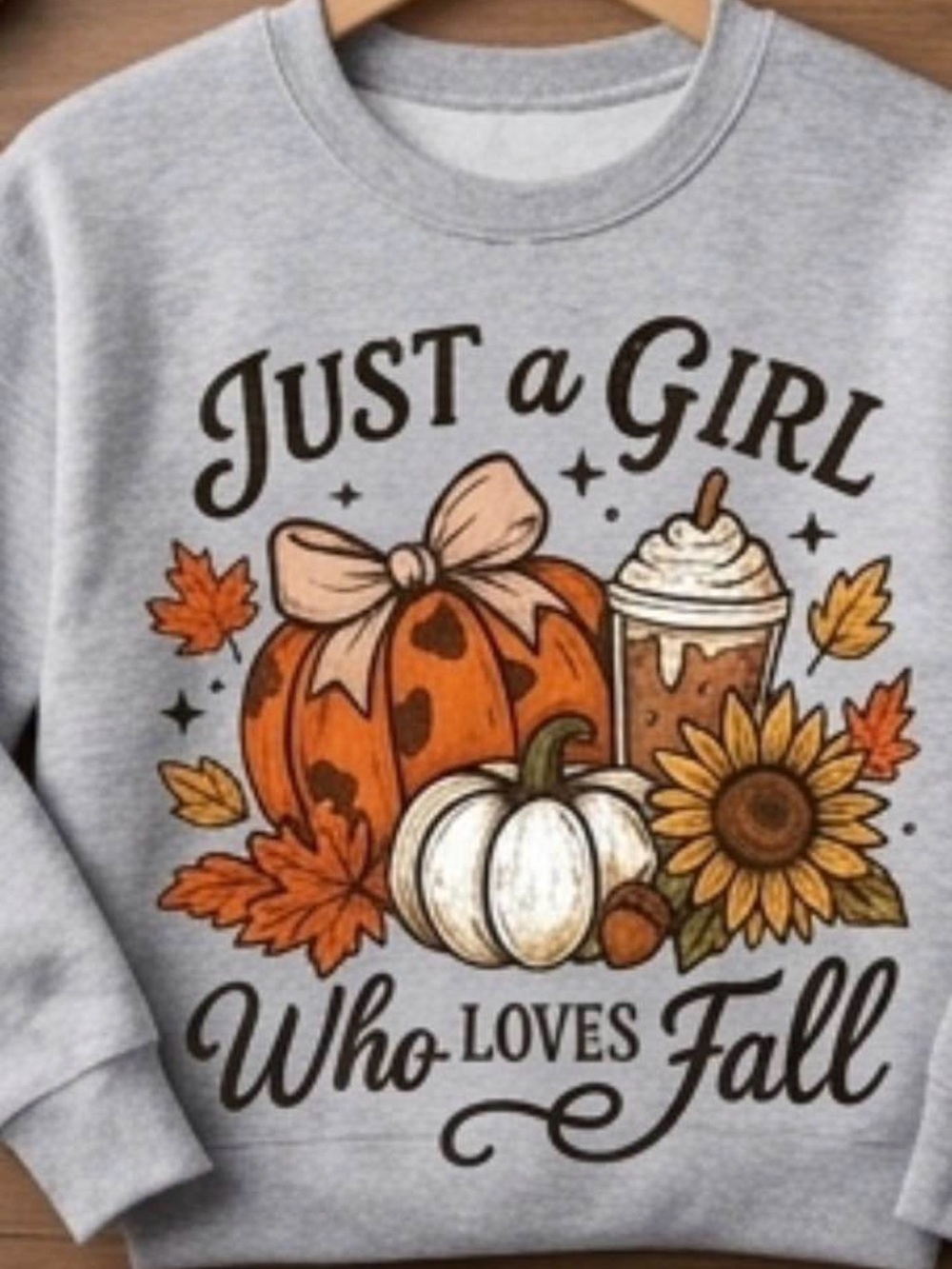 Gray 'Just a Girl Who Loves Fall' Graphic Crewneck Sweater